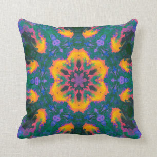 Cojín Decorativo Naranja hippie psicodélico y morado