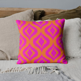 Cojín Decorativo Naranja Intenso Rosa Fucsia Verano Patrón Artístic
