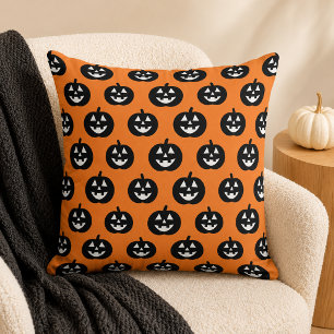Cojín Decorativo Naranja Jack O Lantern Modelo de calabaza Hallowee
