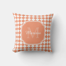 Cojín Decorativo Naranja ligero de moda Nombre monogramado marcado