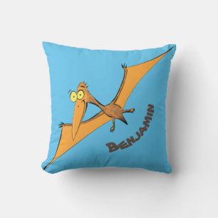 Cojín Decorativo Naranja lindo y gracioso personalizado pterodáctil