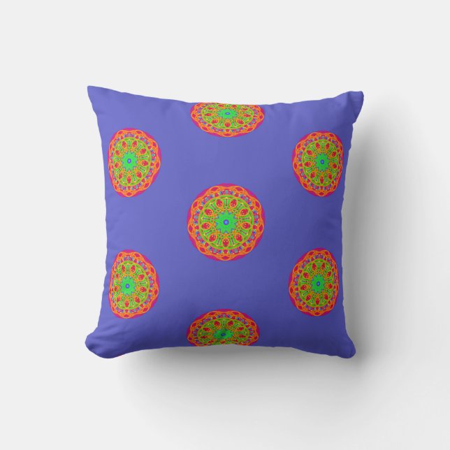 Cojín Decorativo Naranja Mandala Boho Square Pillow (Anverso)