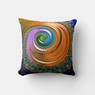Cojín decorativo naranja Mandelbrot Swirls