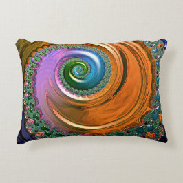 Cojín Decorativo Naranja Mandelbrot Swirls Accent Cushion