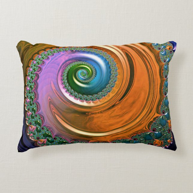 Cojín Decorativo Naranja Mandelbrot Swirls Accent Cushion (Anverso)