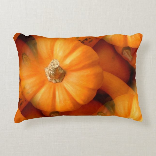 Cojín Decorativo Naranja Mini Calabazas Y Gourdes Caen Foto (Anverso)