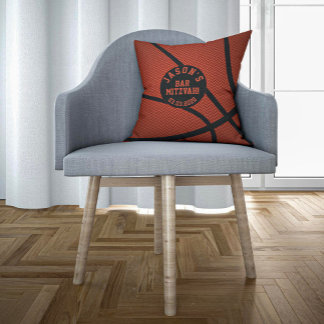 Cojín Decorativo Naranja Mitzvah Rust Bar de baloncesto personaliza