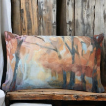 Cojín decorativo naranja moderno árboles de color 