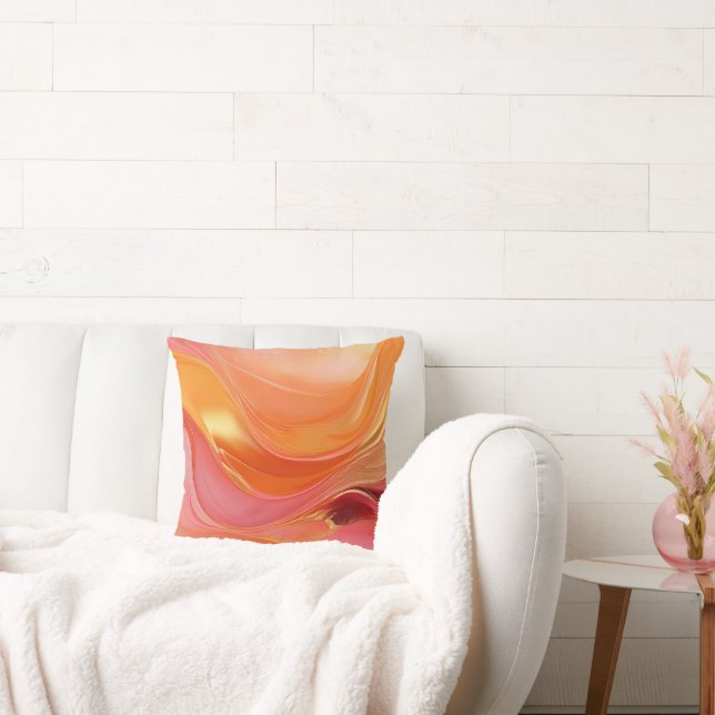 Cojín Decorativo Naranja moderno rosa y oro- (Sofá)