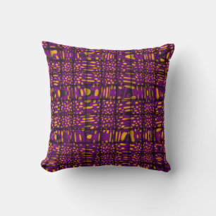 Cojín Decorativo Naranja Morado Negro Negro Moderno Zig Zag Patrón