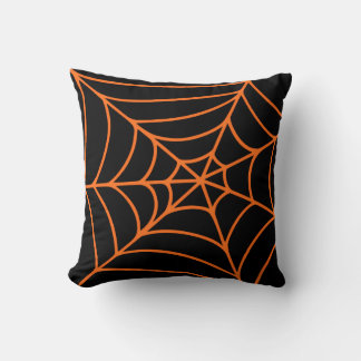 Cojín Decorativo Naranja Negro Araña Telaraña Imprimir Espeluznante