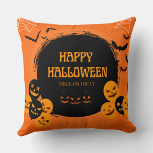 Cojín Decorativo Naranja Negro Feliz Halloween