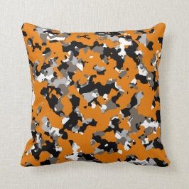 Cojín Decorativo Naranja Negro Gris Camuflaje Tan Camo Impresión