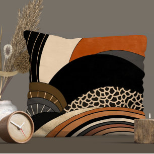 Cojín Decorativo Naranja negro neutral Boho moderno