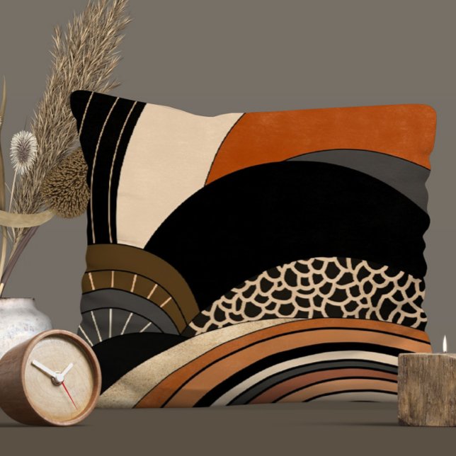 Cojín Decorativo Naranja negro neutral Boho moderno (Subido por el creador)