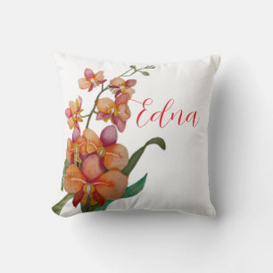 Cojín Decorativo Naranja Orquídea Almohada/Acento