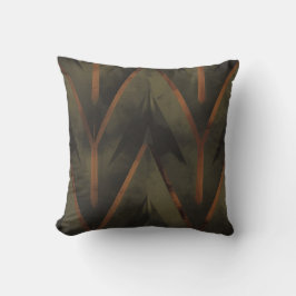 Cojín Decorativo Naranja oscuro geométrico y patrón verde