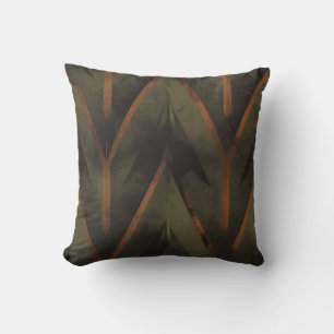 Cojín Decorativo Naranja oscuro geométrico y patrón verde
