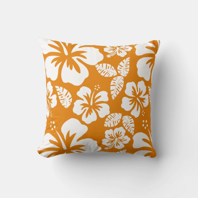 Cojín Decorativo Naranja oscuro Tropical Hibiscus (Anverso)