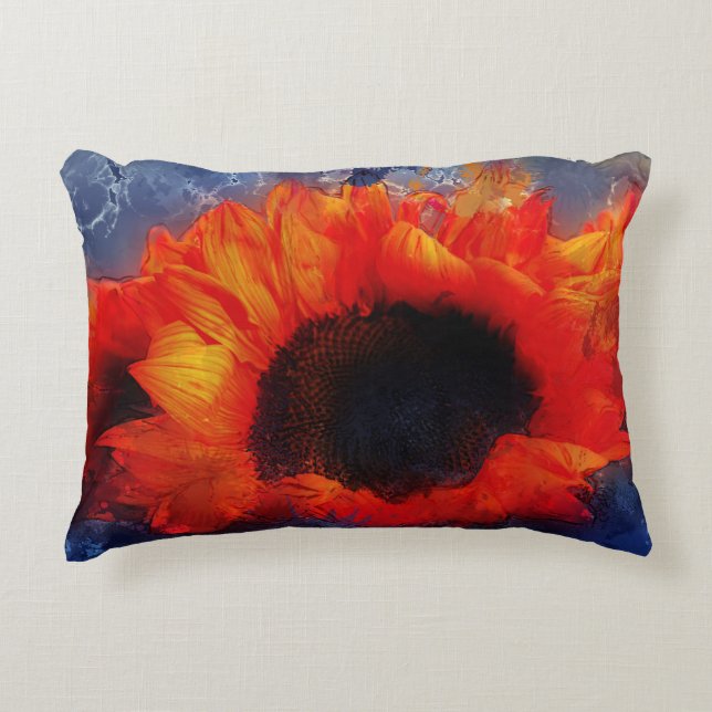 Cojín Decorativo Naranja Painterly Sunflowers Accent Pillow (Anverso)