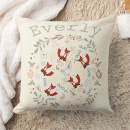 Cojín Decorativo Naranja Peachy Pink Monograma Fox Pilow Estilizado
