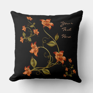 Cojín Decorativo Naranja personalizado Lillies Modelo floral almoha