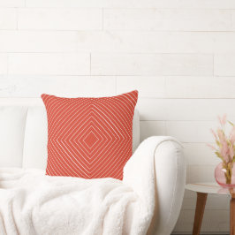 Cojín Decorativo naranja picante Nested Thin White Squares Tribal