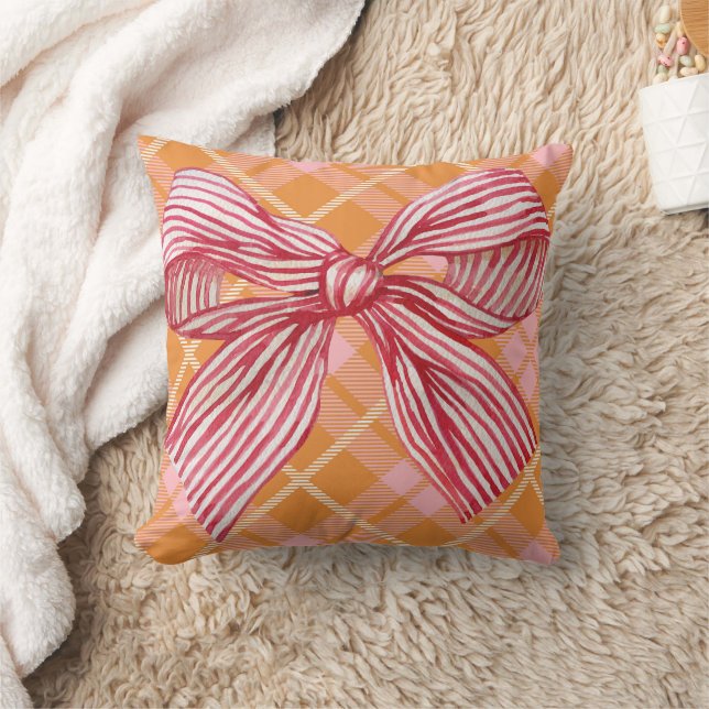 Cojín Decorativo Naranja Pink Pattern Holiday Bow (Manta)