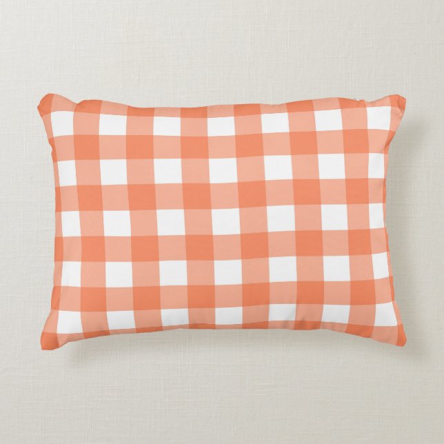 Cojín Decorativo Naranja Plaid (Anverso)
