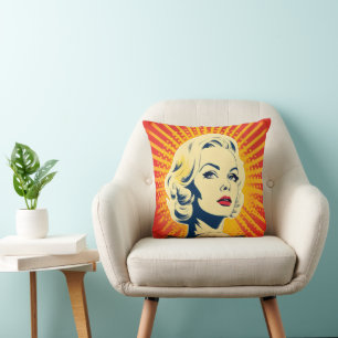 Cojín Decorativo Naranja Pop Art Blonde