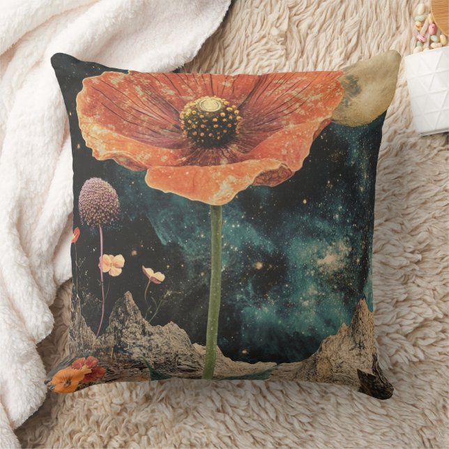 Cojín Decorativo Naranja Poppy Bajo La Luz De La Luna (Manta)