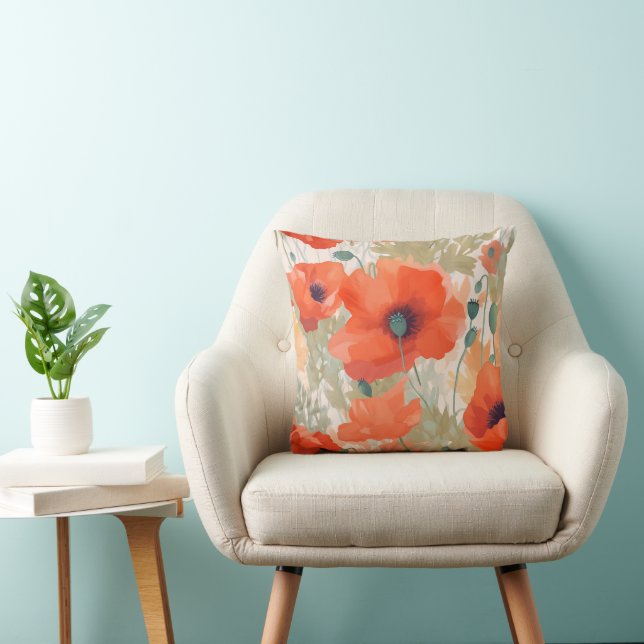 Cojín Decorativo Naranja Poppy Meadow (Silla)