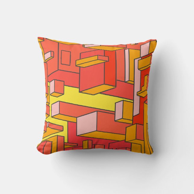 Cojín decorativo Naranja psicodélico funky (Anverso)