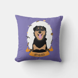 Cojín Decorativo Naranja púrpura de Candy Portrait Rottweiler Dog
