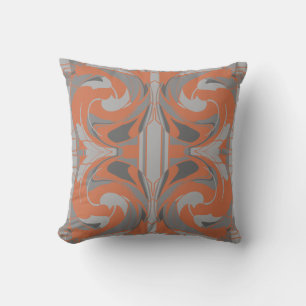Cojín Decorativo Naranja Quemada Gris Carbón Mosaicos Grandes Girat