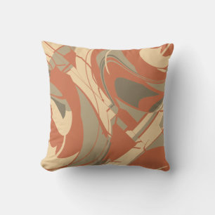 Cojín Decorativo Naranja quemado Beige Taupe Abstract Swirling Mosa