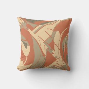 Cojín Decorativo Naranja quemado Beige Taupe Swirling Lush Leaf Mos