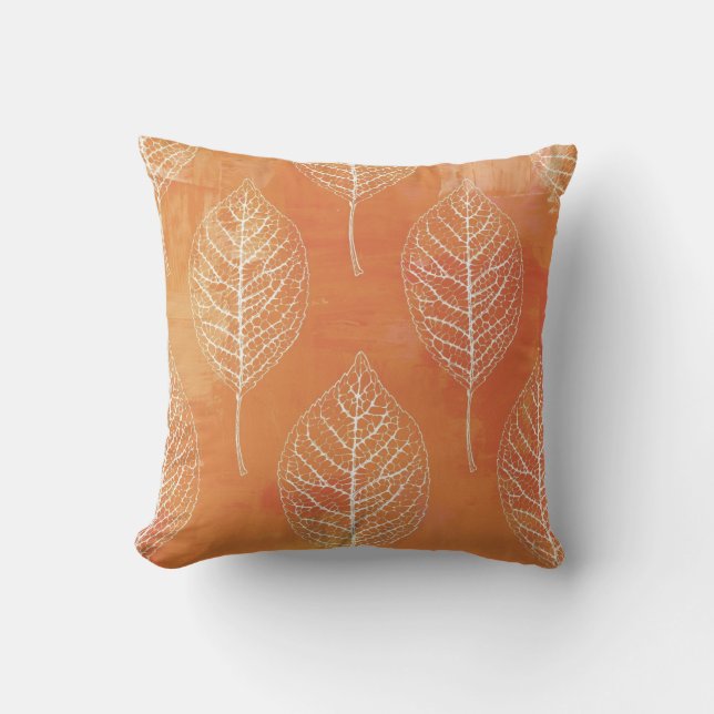 Cojín Decorativo Naranja quemado Golden Fall Hoja Botánica (Anverso)