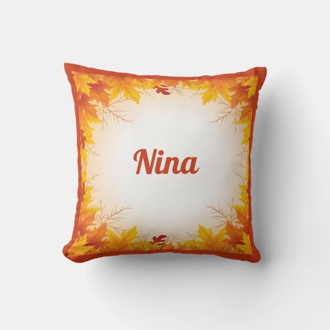 Cojín Decorativo Naranja quemado personalizado en otoño deja a Keep (Anverso)