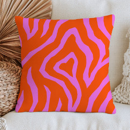 Cojín Decorativo Naranja quemado y estampado de cebra rosa Patrón m