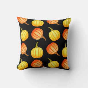 Cojín Decorativo Naranja redondo y calabaza amarilla. Agua transpar