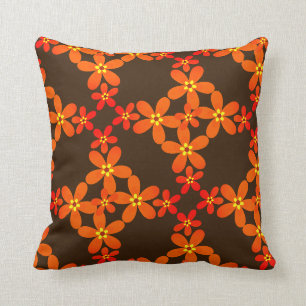 Cojín Decorativo naranja retro 1970 del papel pintado