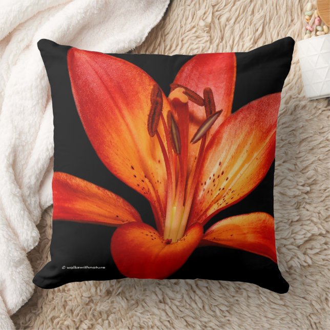 Cojín Decorativo Naranja Rojo Asiático Lilies Gran Paradiso (Manta)