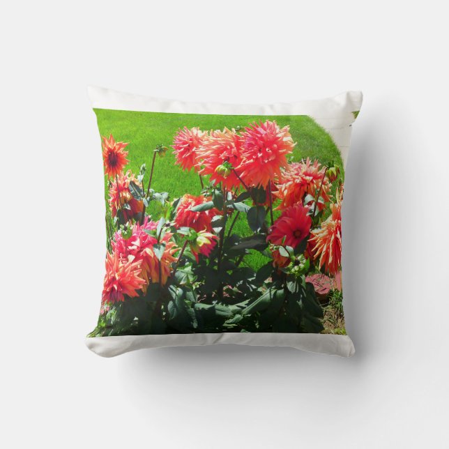 Cojín Decorativo Naranja Rojo Dhalia Pillow (Anverso)