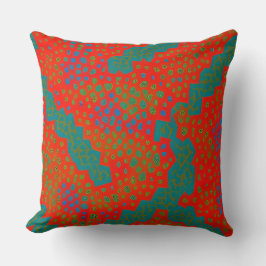 Cojín Decorativo Naranja rojo exótico marroquí puntos verdes verde 