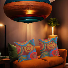 Cojín Decorativo Naranja rojo exótico marroquí verde azul