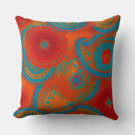 Cojín Decorativo Naranja rojo exótico marroquí verde verde azulado 