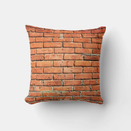 Cojín Decorativo Naranja rojo pequeño muro de ladrillo urbano