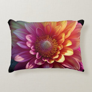 Cojín Decorativo Naranja Rojo Rosa Morado Amarillo Flor Dahlia