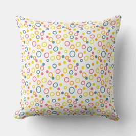 Cojín Decorativo Naranja rosa amarillo verde azulado Círculos punto
